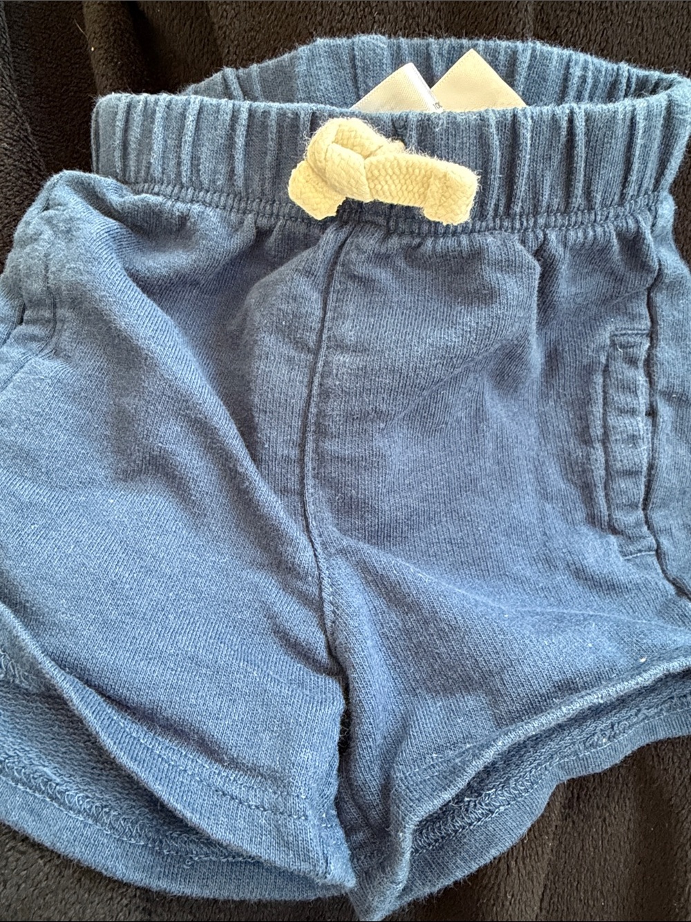 Carter's Blue Knit Shorts with Cream Drawstring